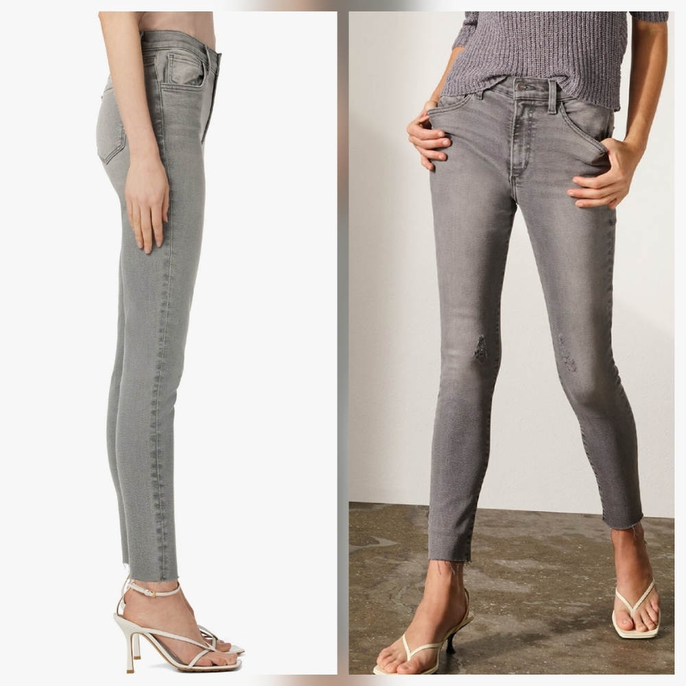 Joe's Jeans The Charlie High Rise Skinny Ankle dark grey with raw hem